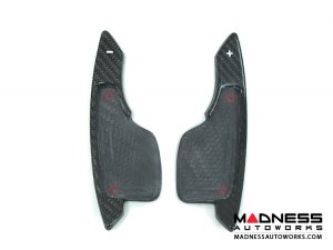 Alfa Romeo 4C Carbon Fiber Paddle Shifters - White/ Silver Accent